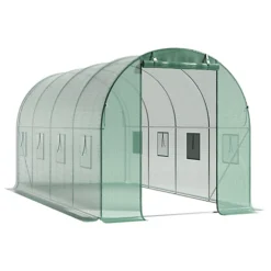 Livingandhome 13 X 6 Ft Green Outdoor Walk In Tunnel Steel Frame Greenhouse With Roll Up Door Windows 9 Livingandhome 13 X 6 Ft Green Outdoor Walk In Tunnel Steel Frame Greenhouse With Roll Up Door Windows -HOMCO Garden Shop livingandhome 13 x 6 ft green outdoor walk in tunnel steel frame greenhouse with roll up door windows0670586480345 04c MP