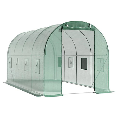 Livingandhome 13 X 6 Ft Green Outdoor Walk In Tunnel Steel Frame Greenhouse With Roll Up Door Windows 6 Livingandhome 13 X 6 Ft Green Outdoor Walk In Tunnel Steel Frame Greenhouse With Roll Up Door Windows - Image 4