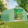 Livingandhome 19 X 10 Ft Green Outdoor Walk In Tunnel Steel Frame Greenhouse With Roll Up Door Windows -HOMCO Garden Shop livingandhome 19 x 10 ft green outdoor walk in tunnel steel frame greenhouse with roll up door windows0670586480352 01c MP