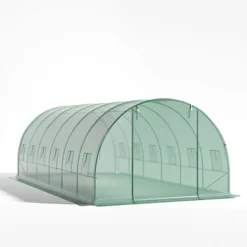 Livingandhome 19 X 10 Ft Green Outdoor Walk In Tunnel Steel Frame Greenhouse With Roll Up Door Windows -HOMCO Garden Shop livingandhome 19 x 10 ft green outdoor walk in tunnel steel frame greenhouse with roll up door windows0670586480352 04c MP