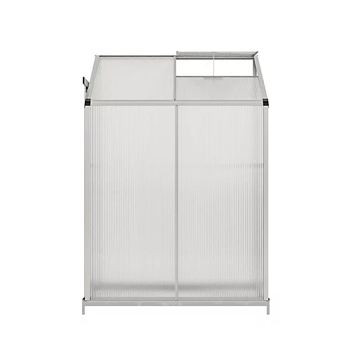 Livingandhome 4 X 4 Ft Lean To Polycarbonate Greenhouse With Window Opening And Base 6 Livingandhome 4 X 4 Ft Lean To Polycarbonate Greenhouse With Window Opening And Base - Image 4