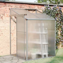 Livingandhome 4 X 4 Ft Lean To Polycarbonate Greenhouse With Window Opening -HOMCO Garden Shop livingandhome 4 x 4 ft lean to polycarbonate greenhouse with window opening0735940255486 02c MP