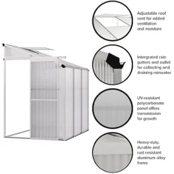 Livingandhome 6 X 4 Ft Lean To Polycarbonate Greenhouse With Window Opening 8 Livingandhome 6 X 4 Ft Lean To Polycarbonate Greenhouse With Window Opening -HOMCO Garden Shop livingandhome 6 x 4 ft lean to polycarbonate greenhouse with window opening0735940255462 03c MP