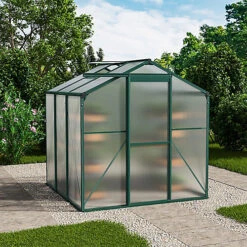 Livingandhome 6 X 6 Ft Polycarbonate Greenhouse Aluminium Frame Garden Green House,Green 8 Livingandhome 6 X 6 Ft Polycarbonate Greenhouse Aluminium Frame Garden Green House,Green -HOMCO Garden Shop livingandhome 6 x 6 ft polycarbonate greenhouse aluminium frame garden green house green0735940248938 03c MP