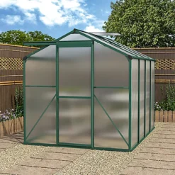 Livingandhome 6 X 6 Ft Polycarbonate Greenhouse Aluminium Frame Garden Green House With Base Foundation,Green -HOMCO Garden Shop livingandhome 6 x 6 ft polycarbonate greenhouse aluminium frame garden green house with base foundation green0735940248921 03c MP