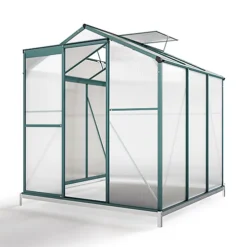 Livingandhome 6 X 6 Ft Polycarbonate Greenhouse Aluminium Frame Garden Green House With Base Foundation,Green -HOMCO Garden Shop livingandhome 6 x 6 ft polycarbonate greenhouse aluminium frame garden green house with base foundation green0735940248921 06c MP