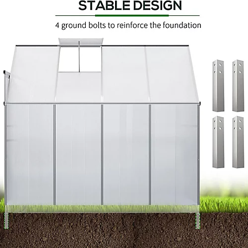 Livingandhome 8 X 4 Ft Lean To Polycarbonate Greenhouse With Window Opening And Base 5 Livingandhome 8 X 4 Ft Lean To Polycarbonate Greenhouse With Window Opening And Base - Image 3
