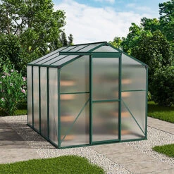 Livingandhome 8 X 6 Ft Polycarbonate Greenhouse Aluminium Frame Garden Green House,Green -HOMCO Garden Shop livingandhome 8 x 6 ft polycarbonate greenhouse aluminium frame garden green house green0735940226202 02c MP