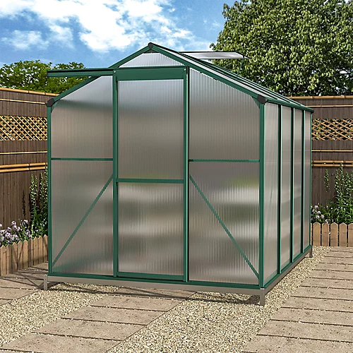 Livingandhome 8 X 6 Ft Polycarbonate Greenhouse Aluminium Frame Garden Green House With Base Foundation,Green 5 Livingandhome 8 X 6 Ft Polycarbonate Greenhouse Aluminium Frame Garden Green House With Base Foundation,Green - Image 3
