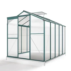 Livingandhome 8 X 6 Ft Polycarbonate Greenhouse Aluminium Frame Garden Green House With Base Foundation,Green 9 Livingandhome 8 X 6 Ft Polycarbonate Greenhouse Aluminium Frame Garden Green House With Base Foundation,Green -HOMCO Garden Shop livingandhome 8 x 6 ft polycarbonate greenhouse aluminium frame garden green house with base foundation green0735940226196 06c MP
