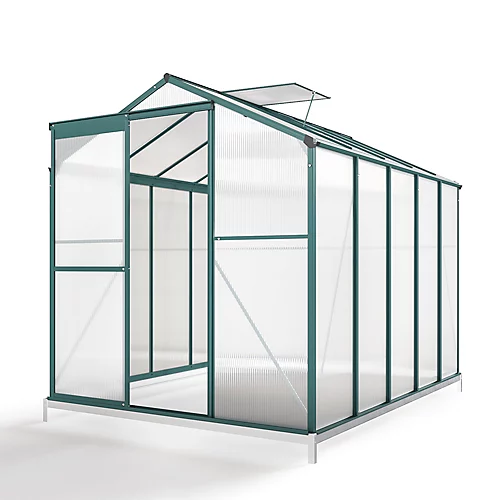 Livingandhome 8 X 6 Ft Polycarbonate Greenhouse Aluminium Frame Garden Green House With Base Foundation,Green 6 Livingandhome 8 X 6 Ft Polycarbonate Greenhouse Aluminium Frame Garden Green House With Base Foundation,Green - Image 4