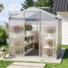 Livingandhome 8 X 6 Ft Polycarbonate Greenhouse Aluminium Frame Garden Green House With Base Foundation,Silver -HOMCO Garden Shop livingandhome 8 x 6 ft polycarbonate greenhouse aluminium frame garden green house with base foundation silver0735940226097 01c MP