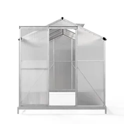 Livingandhome 8 X 6 Ft Polycarbonate Greenhouse Aluminium Frame Garden Green House With Base Foundation,Silver -HOMCO Garden Shop livingandhome 8 x 6 ft polycarbonate greenhouse aluminium frame garden green house with base foundation silver0735940226097 04c MP