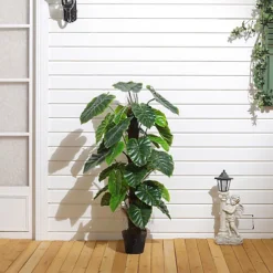 Livingandhome Artificial Alocasia Tree House Plant Indoor Plant In Black Pot 95 Cm -HOMCO Garden Shop livingandhome artificial alocasia tree house plant indoor plant in black pot 95 cm0735940251365 02c MP