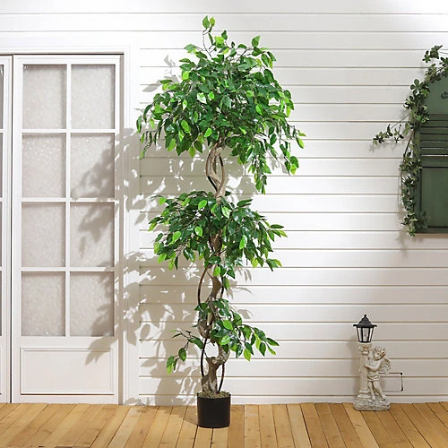 Livingandhome Artificial Banyan Tree House Plant Indoor Plant In Black Pot 180 Cm 3 Livingandhome Artificial Banyan Tree House Plant Indoor Plant In Black Pot 180 Cm