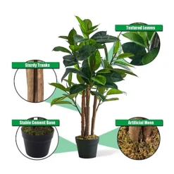 Livingandhome Artificial Rubber Tree Indoor Decorative Plant In Black Pot 90 Cm -HOMCO Garden Shop livingandhome artificial rubber tree indoor decorative plant in black pot 90 cm0735940245609 03c MP