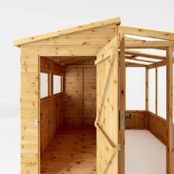 Mercia 8x8 Pent Greenhouse Combi Shed - Assembly Required -HOMCO Garden Shop mercia 8x8 pent greenhouse combi shed assembly required5029442075655 03c