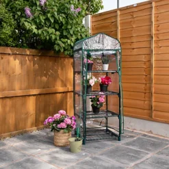 Mini 130cm Tall 4 Shelves / Tiers Garden Greenhouse Green House -HOMCO Garden Shop mini 130cm tall 4 shelves tiers garden greenhouse green house5056589102173 02c MP