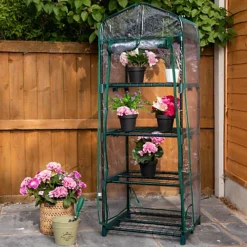 Mini 130cm Tall 4 Shelves / Tiers Garden Greenhouse Green House -HOMCO Garden Shop mini 130cm tall 4 shelves tiers garden greenhouse green house5056589102173 03c MP