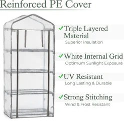 Mini Greenhouse 4 Tier Small Garden Grow House Reinforced PE -HOMCO Garden Shop mini greenhouse 4 tier small garden grow house reinforced pe5031470232092 03c MP