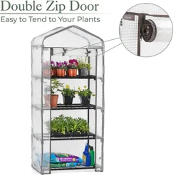 Mini Greenhouse 4 Tier Small Garden Grow House Reinforced PE -HOMCO Garden Shop mini greenhouse 4 tier small garden grow house reinforced pe5031470232092 04c MP