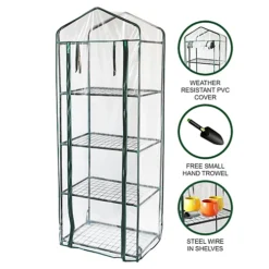 Mini Greenhouse 4 Tier With Plastic Cover -HOMCO Garden Shop mini greenhouse 4 tier with plastic cover5055986136712 02c MP