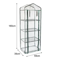 Mini Greenhouse 4 Tier With Plastic Cover -HOMCO Garden Shop mini greenhouse 4 tier with plastic cover5055986136712 03c MP