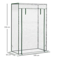 Outsunny 100 X 50 X 150cm Greenhouse W/ Zipper Roll-up Door Outdoor Transparent -HOMCO Garden Shop outsunny 100 x 50 x 150cm greenhouse w zipper roll up door outdoor transparent5056534504540 03c MP