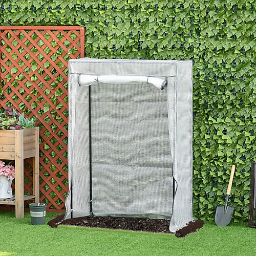 Outsunny 100 X 50 X 150cm Greenhouse W/ Zipper Roll-up Door Outdoor White 3 Outsunny 100 X 50 X 150cm Greenhouse W/ Zipper Roll-up Door Outdoor White