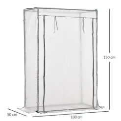 Outsunny 100 X 50 X 150cm Greenhouse W/ Zipper Roll-up Door Outdoor White 8 Outsunny 100 X 50 X 150cm Greenhouse W/ Zipper Roll-up Door Outdoor White -HOMCO Garden Shop outsunny 100 x 50 x 150cm greenhouse w zipper roll up door outdoor white5056534504502 03c MP