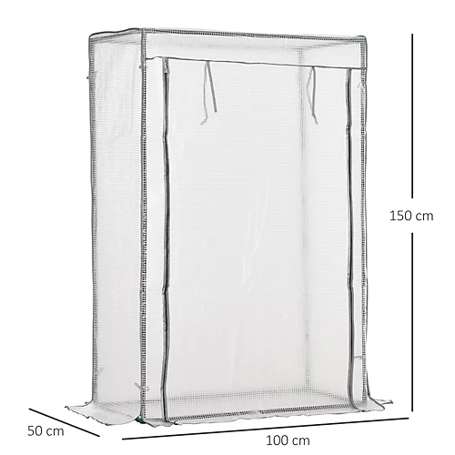 Outsunny 100 X 50 X 150cm Greenhouse W/ Zipper Roll-up Door Outdoor White 5 Outsunny 100 X 50 X 150cm Greenhouse W/ Zipper Roll-up Door Outdoor White - Image 3
