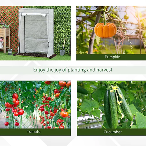 Outsunny 100 X 50 X 150cm Greenhouse W/ Zipper Roll-up Door Outdoor White 6 Outsunny 100 X 50 X 150cm Greenhouse W/ Zipper Roll-up Door Outdoor White - Image 4
