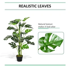 Outsunny 100cm/3.3FT Artificial Monstera Tree Fake Plant In Pot Indoor Outdoor -HOMCO Garden Shop outsunny 100cm 3 3ft artificial monstera tree fake plant in pot indoor outdoor5056399120893 06c MP