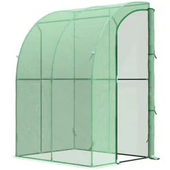 Outsunny 143 X 118 X 212cm Walk-In Lean To Wall Tunnel Greenhouse W/ Door -HOMCO Garden Shop outsunny 143 x 118 x 212cm walk in lean to wall tunnel greenhouse w door5056399121135 02c MP