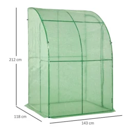 Outsunny 143 X 118 X 212cm Walk-In Lean To Wall Tunnel Greenhouse W/ Door -HOMCO Garden Shop outsunny 143 x 118 x 212cm walk in lean to wall tunnel greenhouse w door5056399121135 03c MP