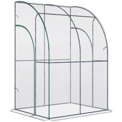 Outsunny 143 X 118 X 212cm Walk-In Lean To Wall Tunnel PVC Greenhouse With Doors -HOMCO Garden Shop outsunny 143 x 118 x 212cm walk in lean to wall tunnel pvc greenhouse with doors5056534557300 02c MP