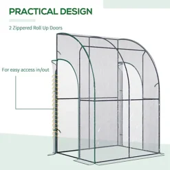 Outsunny 143 X 118 X 212cm Walk-In Lean To Wall Tunnel PVC Greenhouse With Doors -HOMCO Garden Shop outsunny 143 x 118 x 212cm walk in lean to wall tunnel pvc greenhouse with doors5056534557300 06c MP