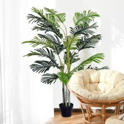 Outsunny 150cm(5ft) Palm Tree Artificial Faux Decor Green Plant Home Office