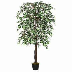 Outsunny 160cm/5.2FT Artificial Ficus Tree Fake Plant In Pot Indoor Outdoor -HOMCO Garden Shop outsunny 160cm 5 2ft artificial ficus tree fake plant in pot indoor outdoor5056399120848 02c MP