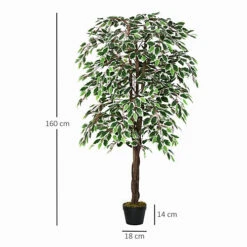 Outsunny 160cm/5.2FT Artificial Ficus Tree Fake Plant In Pot Indoor Outdoor -HOMCO Garden Shop outsunny 160cm 5 2ft artificial ficus tree fake plant in pot indoor outdoor5056399120848 03c MP