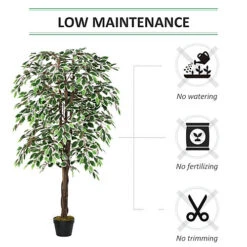 Outsunny 160cm/5.2FT Artificial Ficus Tree Fake Plant In Pot Indoor Outdoor -HOMCO Garden Shop outsunny 160cm 5 2ft artificial ficus tree fake plant in pot indoor outdoor5056399120848 06c MP