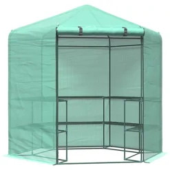 Outsunny 194 X 225CM Walk In Greenhouse 3-Tier Garden Hexagon Grow Flower Plants -HOMCO Garden Shop outsunny 194 x 225cm walk in greenhouse 3 tier garden hexagon grow flower plants5055974865976 02c MP