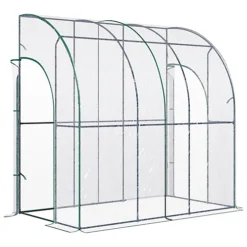 Outsunny 214 X 118 X 212cm Walk-In Lean To Wall Tunnel PVC Greenhouse With Doors -HOMCO Garden Shop outsunny 214 x 118 x 212cm walk in lean to wall tunnel pvc greenhouse with doors5056534557188 02c MP