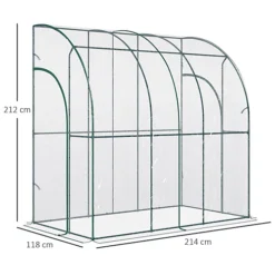 Outsunny 214 X 118 X 212cm Walk-In Lean To Wall Tunnel PVC Greenhouse With Doors -HOMCO Garden Shop outsunny 214 x 118 x 212cm walk in lean to wall tunnel pvc greenhouse with doors5056534557188 03c MP