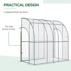 Outsunny 214 X 118 X 212cm Walk-In Lean To Wall Tunnel PVC Greenhouse With Doors -HOMCO Garden Shop outsunny 214 x 118 x 212cm walk in lean to wall tunnel pvc greenhouse with doors5056534557188 06c MP