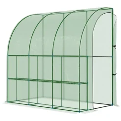 Outsunny 214 X 120 X 215cm Walk-In Lean To Wall Tunnel Greenhouse W/ Door -HOMCO Garden Shop outsunny 214 x 120 x 215cm walk in lean to wall tunnel greenhouse w door5056399121128 02c MP