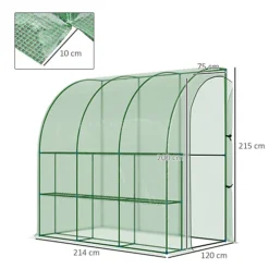 Outsunny 214 X 120 X 215cm Walk-In Lean To Wall Tunnel Greenhouse W/ Door -HOMCO Garden Shop outsunny 214 x 120 x 215cm walk in lean to wall tunnel greenhouse w door5056399121128 03c MP