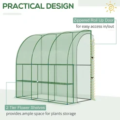 Outsunny 214 X 120 X 215cm Walk-In Lean To Wall Tunnel Greenhouse W/ Door -HOMCO Garden Shop outsunny 214 x 120 x 215cm walk in lean to wall tunnel greenhouse w door5056399121128 06c MP