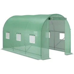 Outsunny 3.5 X 2 X 2 M Polytunnel Greenhouse, Walk In Pollytunnel Tent With Steel Frame, PE Cover, Green -HOMCO Garden Shop outsunny 3 5 x 2 x 2 m polytunnel greenhouse walk in pollytunnel tent with steel frame pe cover green5056602961466 02c MP