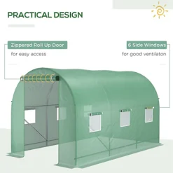 Outsunny 3.5 X 2 X 2 M Polytunnel Greenhouse, Walk In Pollytunnel Tent With Steel Frame, PE Cover, Green -HOMCO Garden Shop outsunny 3 5 x 2 x 2 m polytunnel greenhouse walk in pollytunnel tent with steel frame pe cover green5056602961466 06c MP